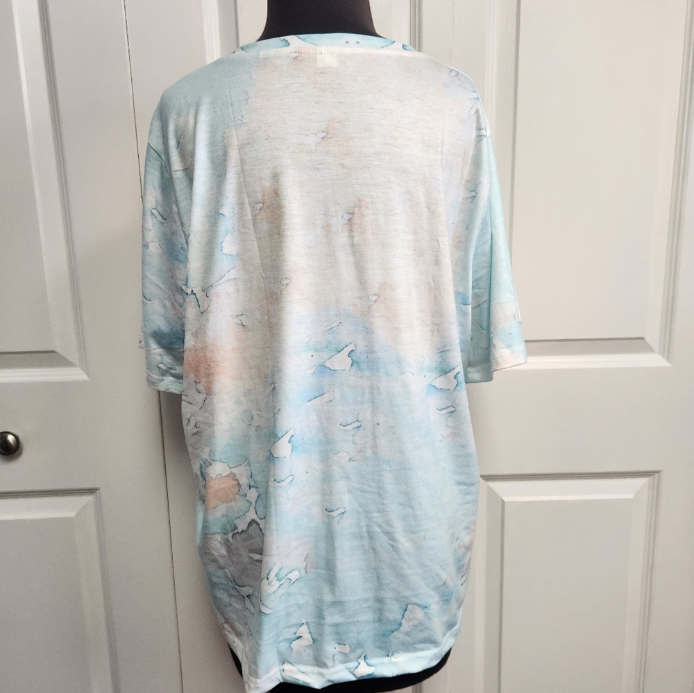 NWOT Women's XXL Blue Turtle Print Top - Picture 3 of 5